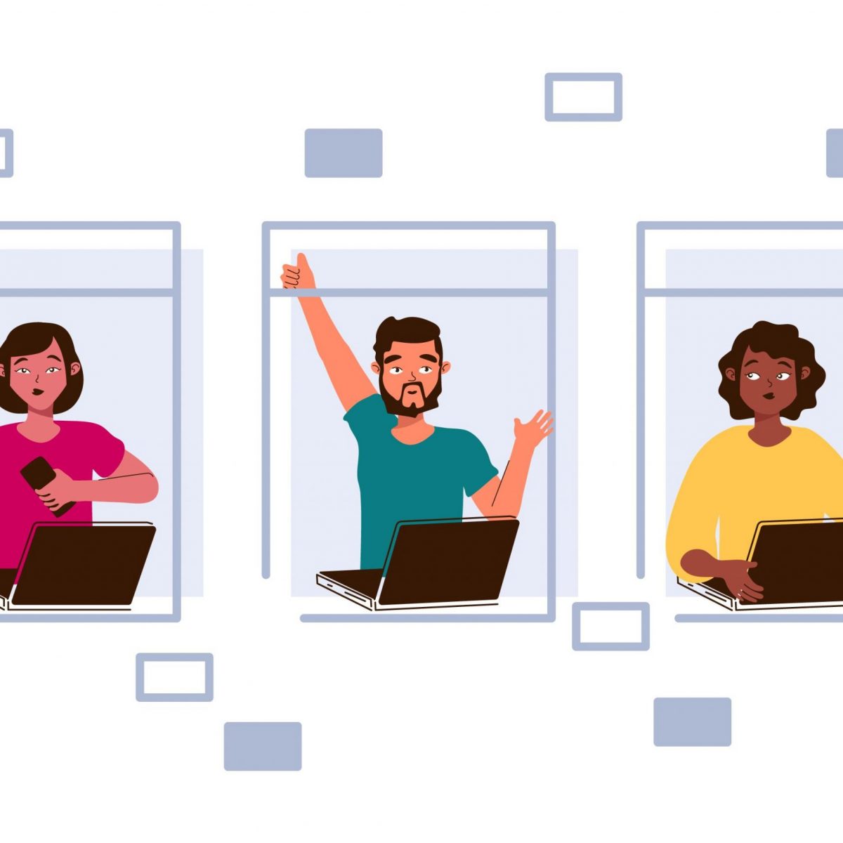 working from home, web meeting, working in front of a laptop, remote work communication