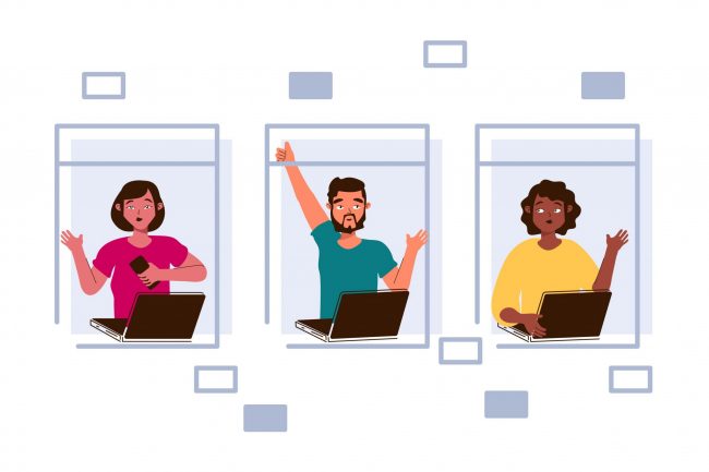 4114328 working from home, web meeting, working in front of a laptop, remote work communication