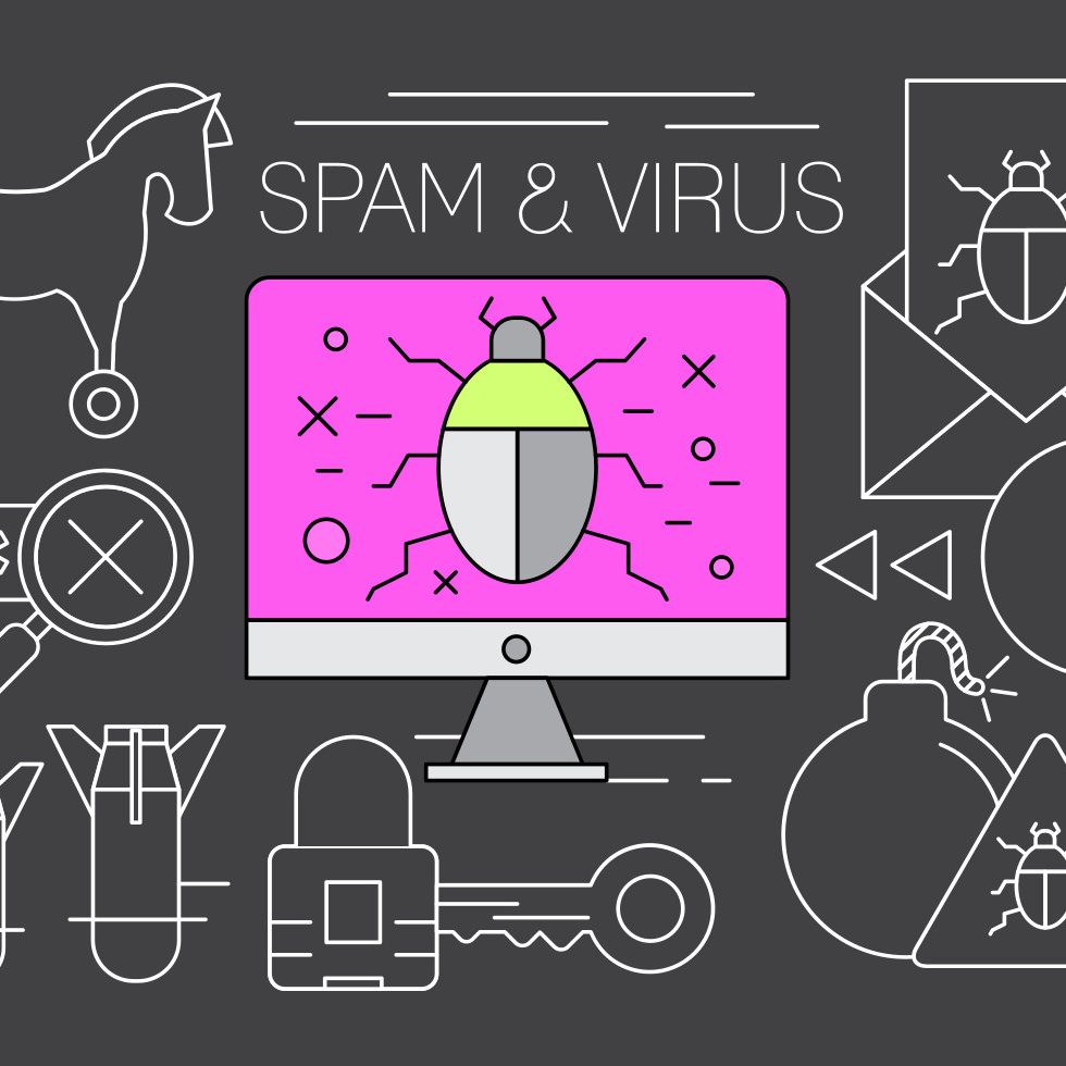cyber attacks, spam, virus, malware, threat, computer with virus